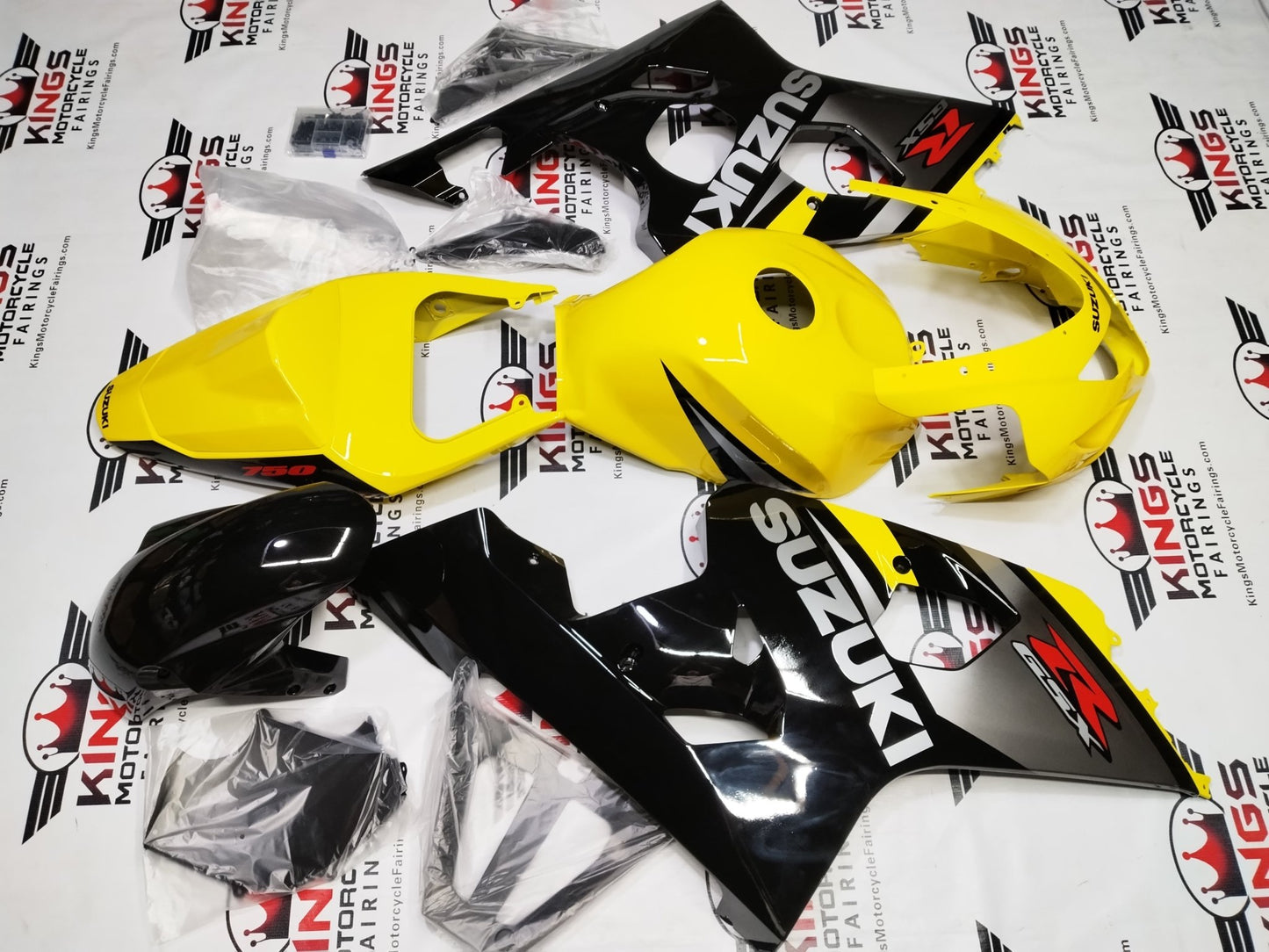 Suzuki GSXR600 Fairings (2004-2005) Yellow, Silver, Black from KingsMotorcycleFairings.com