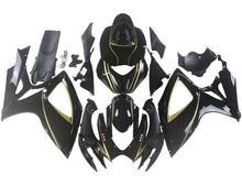 Suzuki GSXR 600 Fairings (2006-2007) Black, Gold Stripe at KingsMotorcycleFairings.com