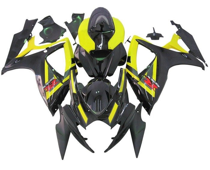 Suzuki GSXR 600 Fairings (2006-2007) Black, Yellow at KingsMotorcycleFairings.com
