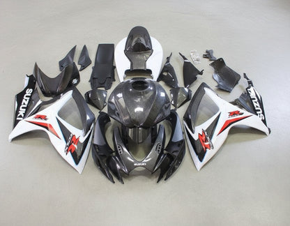 Suzuki GSXR 600 Fairings (2006-2007) Faux Carbon Fiber, White at KingsMotorcycleFairings.com