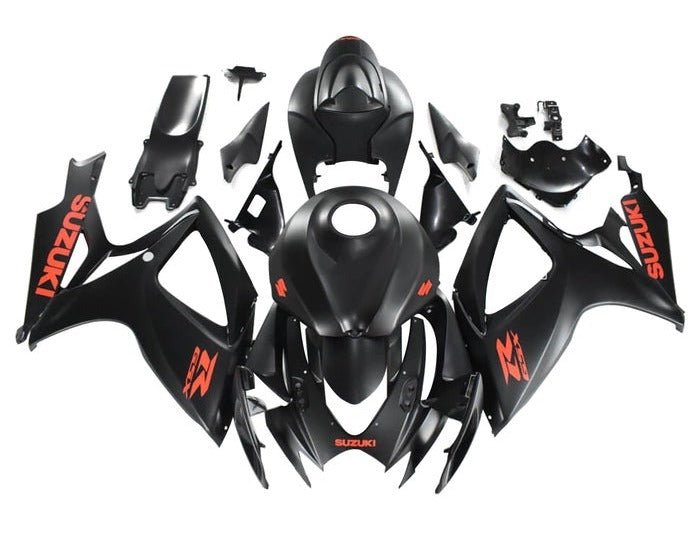 Suzuki GSXR 600 Fairings (2006-2007) Matte Black, Red at KingsMotorcycleFairings.com