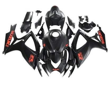 Suzuki GSXR 600 Fairings (2006-2007) Matte Black, Red at KingsMotorcycleFairings.com