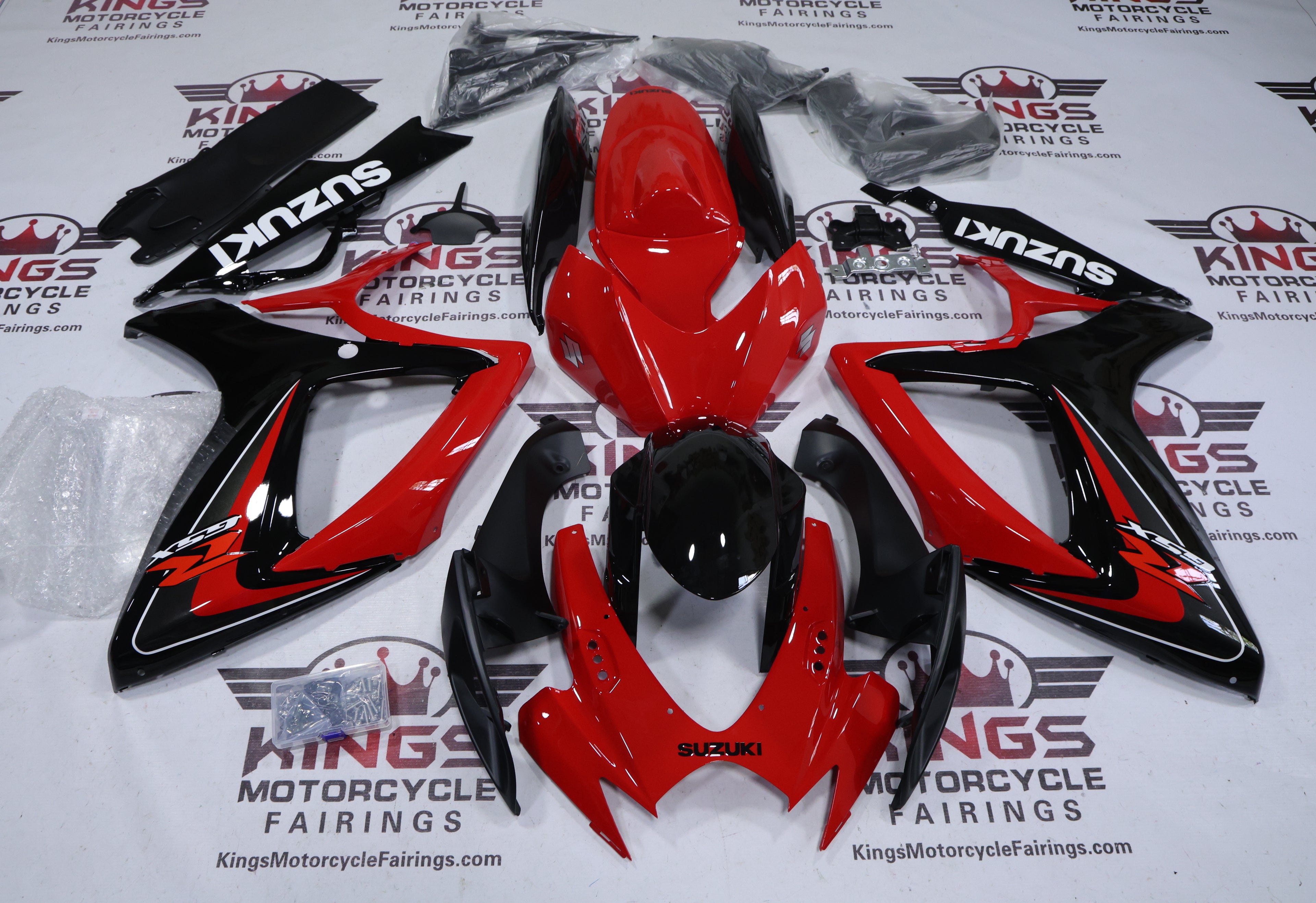 Suzuki GSXR600 Fairings (2006-2007) Red, Black, White, Dark Gray at KingsMotorcycleFairings.com