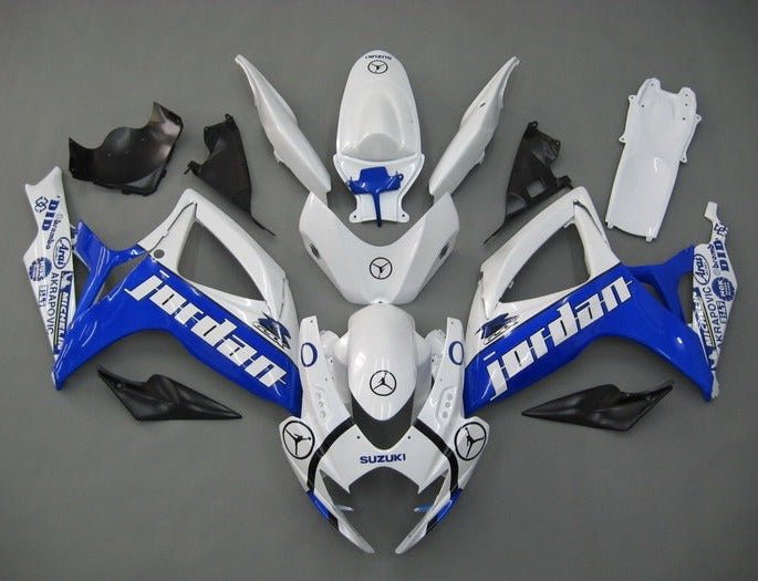 Suzuki GSXR 600 Fairings (2006-2007) White, Blue Jordan at KingsMotorcycleFairings.com