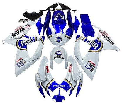 Suzuki GSXR 600 Fairings (2006-2007) White, Blue, Gold Lucky Strike at KingsMotorcycleFairings.com