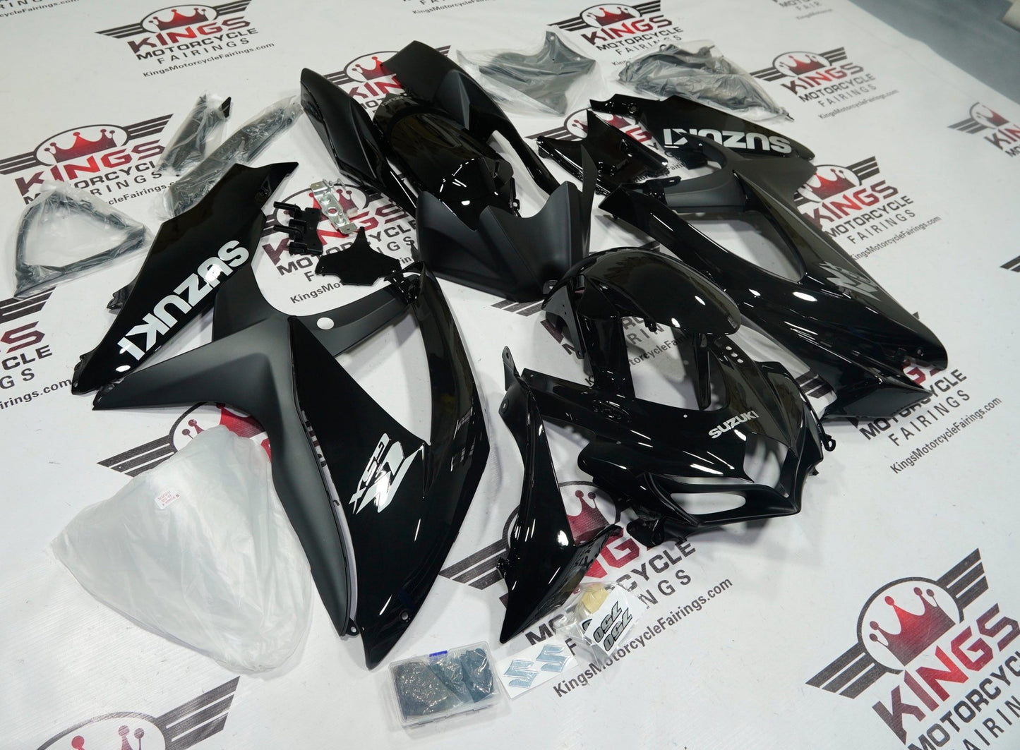 Suzuki GSXR 600 Fairings (2008-2010) Black, Matte Black, Silver at KingsMotorcycleFairings.com