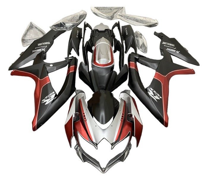 Suzuki GSXR 600 Fairings (2008-2010) Matte Black, Dark Red, Silver at KingsMotorcycleFairings.com