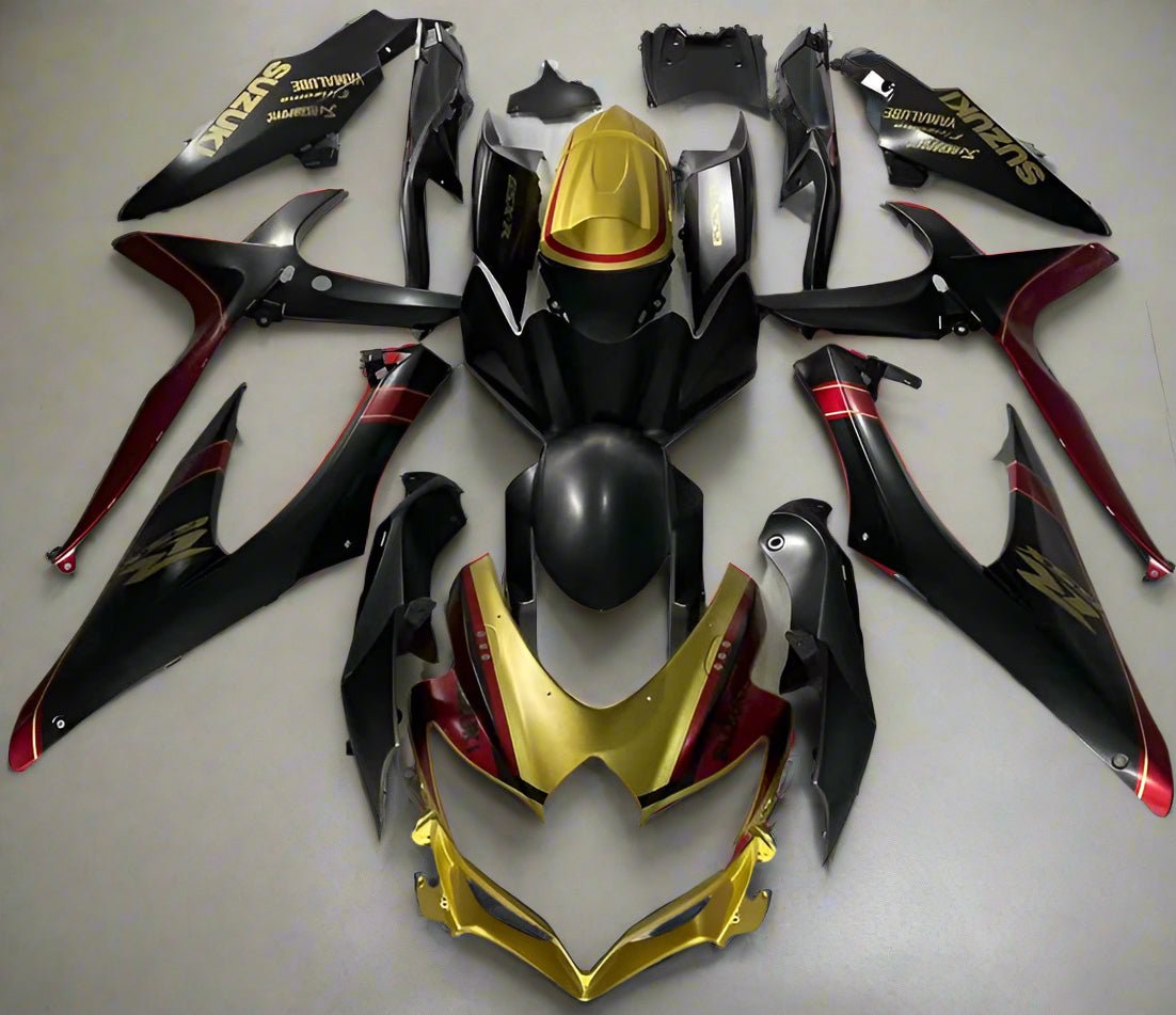Suzuki GSXR 600 Fairings (2008-2010) Matte Black, Gold, Dark Red at KingsMotorcycleFairings.com