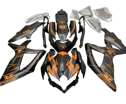 Suzuki GSXR600 Fairing Kit (2008-2010) Matte Black, Orange Corona at KingsMotorcycleFairings.com
