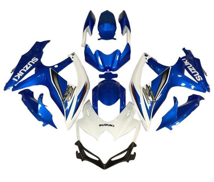 Suzuki GSXR 600 Fairings (2008-2010) White, Blue, Silver at KingsMotorcycleFairings.com