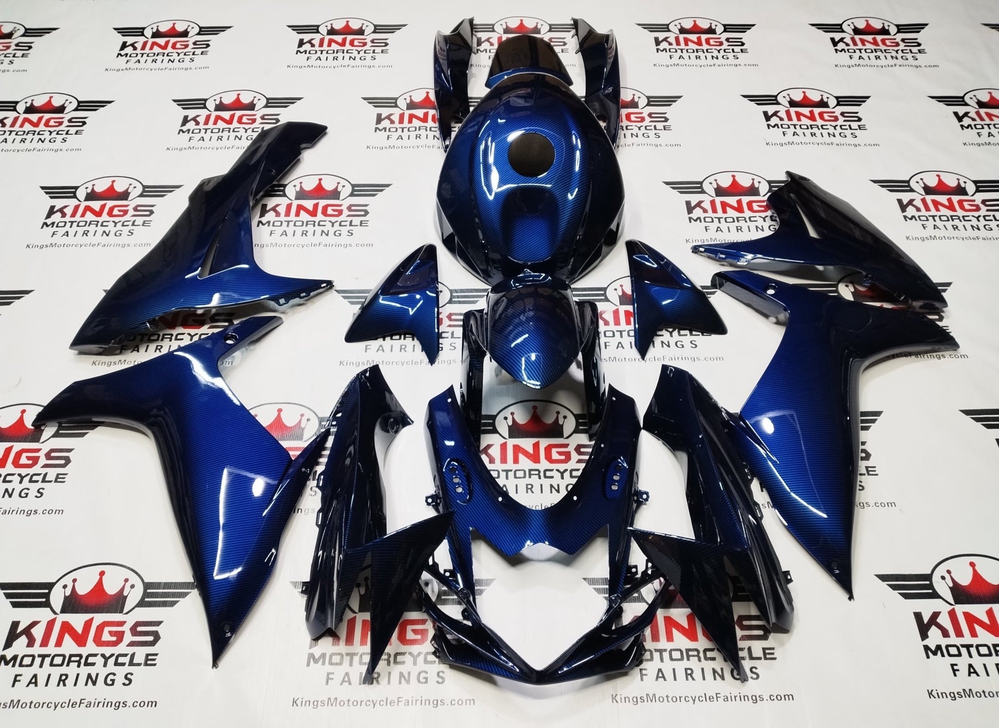 Suzuki GSXR600 Fairings (2011-2024) Blue Faux Carbon Fiber at KingsMotorcycleFairings.com