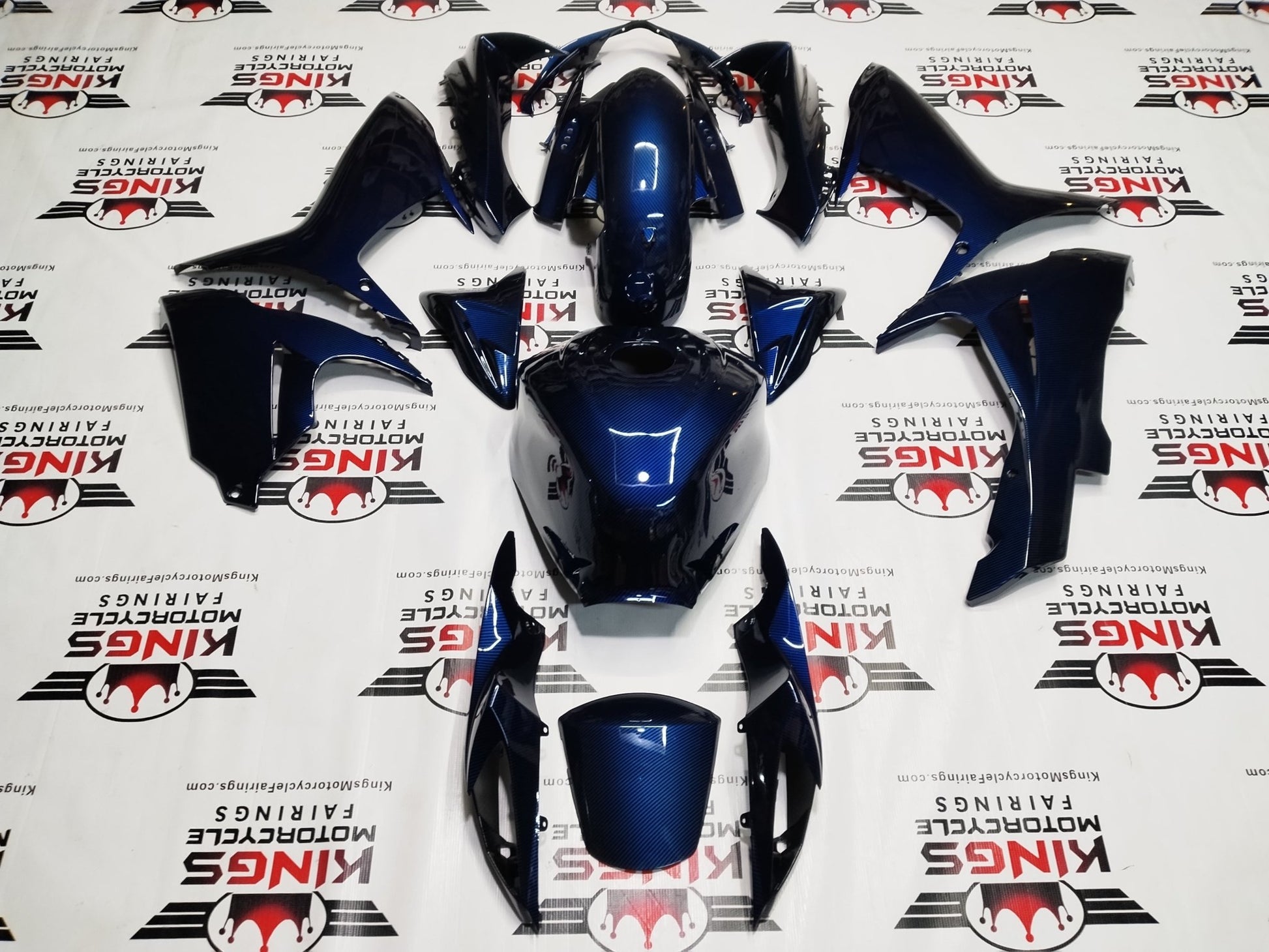Suzuki GSXR600 Fairings (2011-2024) Blue Faux Carbon Fiber from KingsMotorcycleFairings.com