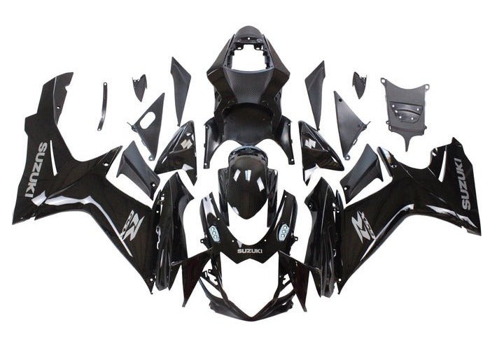 Suzuki GSXR 600 Fairings (2011-2024) Gloss Black, Silver at KingsMotorcycleFairings.com
