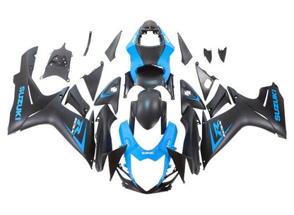 Suzuki GSXR600 Fairings (2011-2024) Matte Black, Light Blue at KingsMotorcycleFairings.com