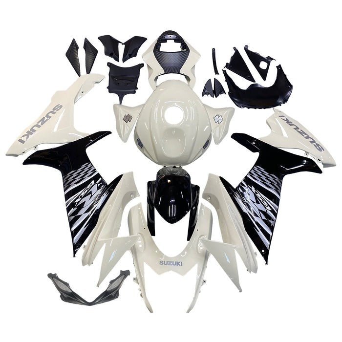Suzuki GSXR600 Fairings (2011-2024) White Cream, Black, Silver at KingsMotorcycleFairings.com