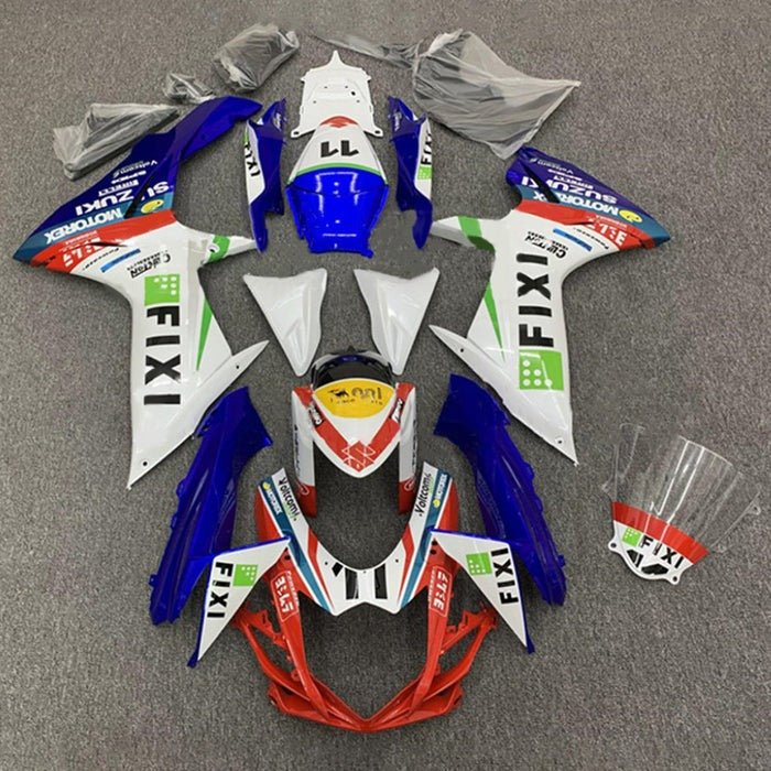 Suzuki GSXR 600 Fairings (2011-2024) White, Blue, Red Fixi at KingsMotorcycleFairings.com
