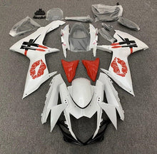 Suzuki GSXR600 Fairings (2011-2024) White, Red Lipstick Kiss at KingsMotorcycleFairings.com