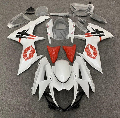 Suzuki GSXR600 Fairings (2011-2024) White, Red Lipstick Kiss at KingsMotorcycleFairings.com
