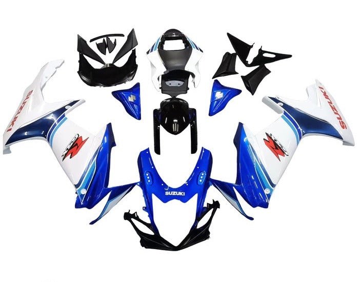 Suzuki GSXR600 Fairings (2011-2024) White, Triple Blue at KingsMotorcycleFairings.com