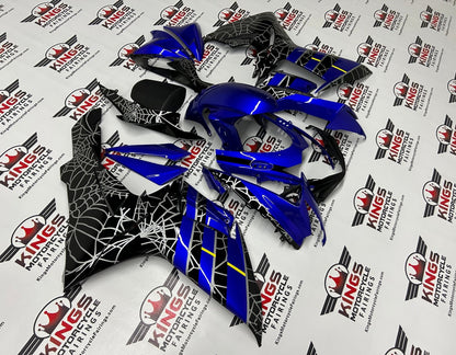 Suzuki GSXR600 Fairings (2025-2026) Blue, Black, Silver Spider Web at KingsMotorcycleFairings.com