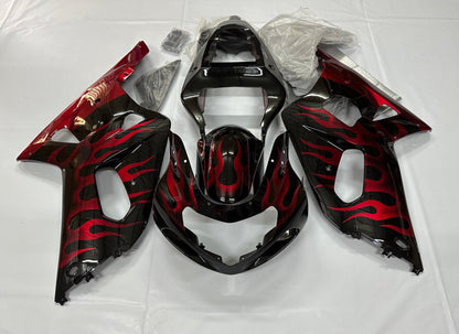 Suzuki GSXR600 (2000-2003) Black & Red Flame Fairings at KingsMotorcycleFairings.com