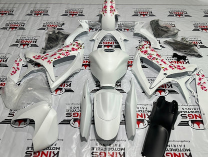 Suzuki GSXR600 (2006-2007) Matte White Cherry Blossom Fairings at KingsMotorcycleFairings.com
