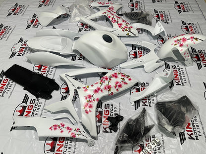 Suzuki GSXR600 (2006-2007) Matte White Cherry Blossom Fairings at KingsMotorcycleFairings.com