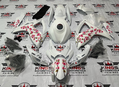 Suzuki GSXR600 (2006-2007) Matte White Cherry Blossom Fairings at KingsMotorcycleFairings.com