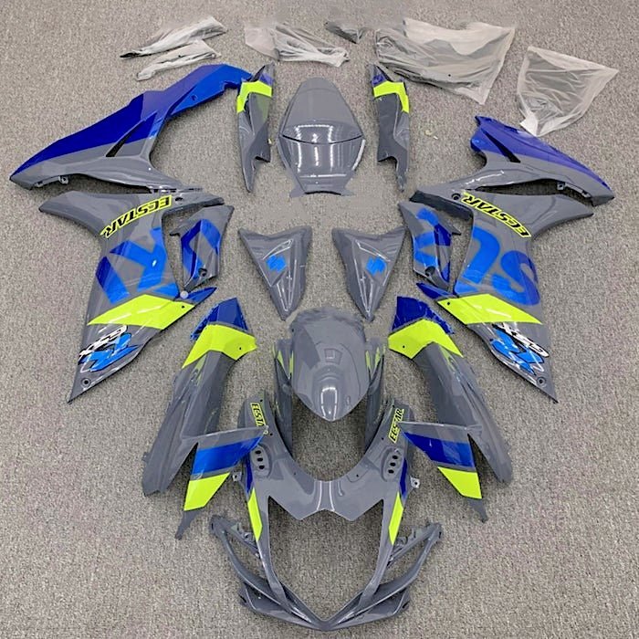 Suzuki GSXR 600 (2011-2024) Gray, Blue, Neon Yellow Fairings at KingsMotorcycleFairings.com