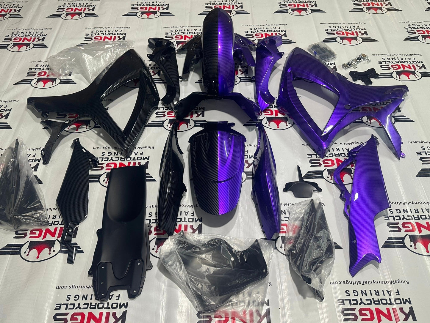 Suzuki GSXR 750 Fairings (2006-2007) Purple, Faux Carbon Fiber at KingsMotorcycleFairings.com