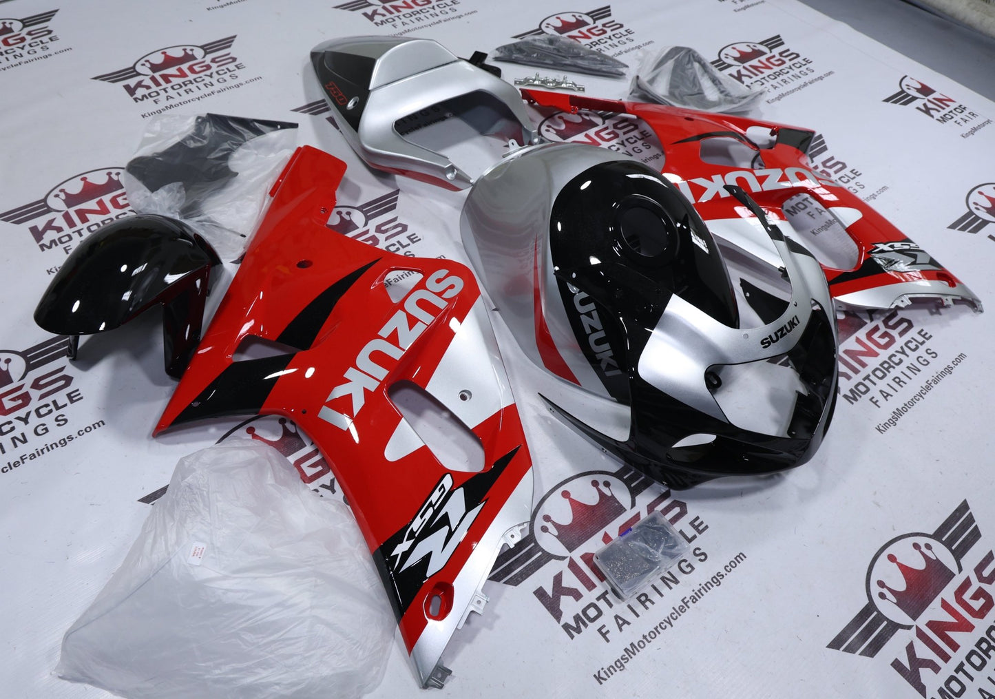 Suzuki GSXR750 Fairing Kit (2000-2003) Red, Silver, Black at KingsMotorcycleFairings.com