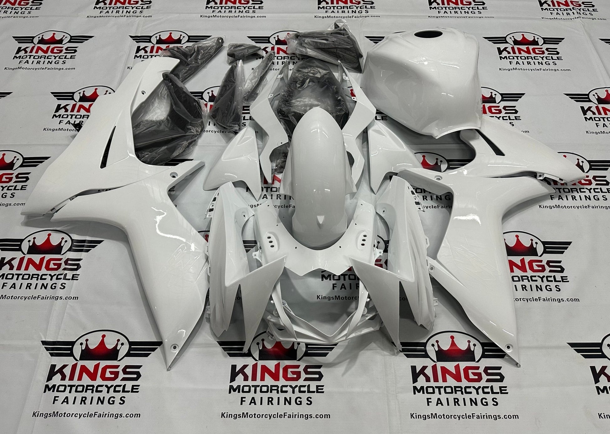 Suzuki GSXR750 Fairing Kit (2011-2024) White on White at KingsMotorcycleFairings.com