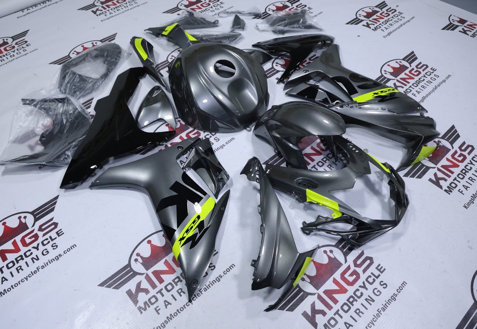 Suzuki GSXR750 Fairing Kit (2025-2026) Gray, Neon Yellow, Black at KingsMotorcycleFairings.com