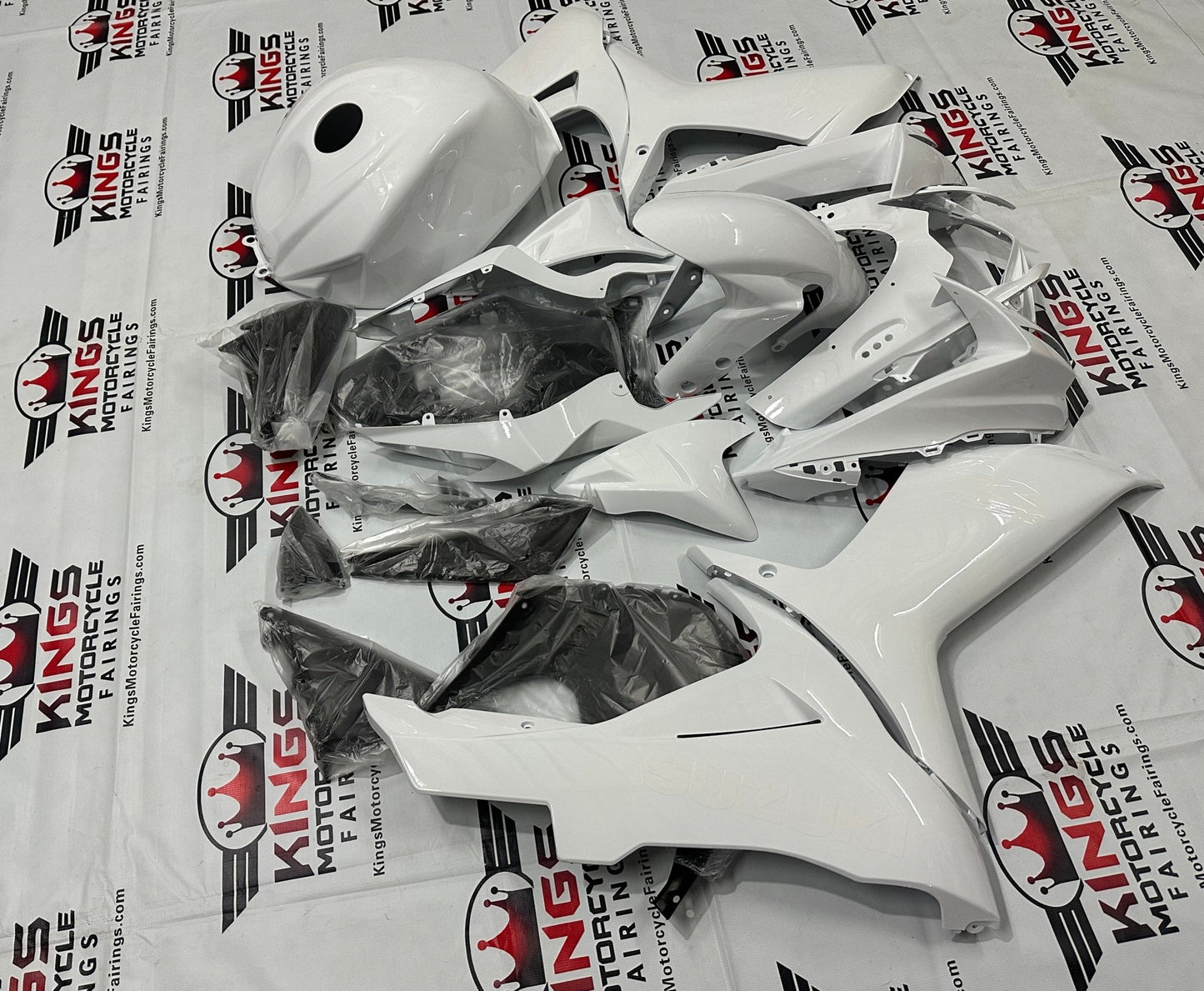Suzuki GSXR750 Fairing Set (2011-2024) White on White from KingsMotorcycleFairings.com