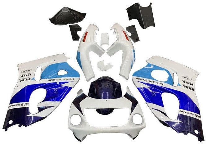 Suzuki GSXR 750 Fairings (1996-1999) White, Triple Blue at KingsMotorcycleFairings.com