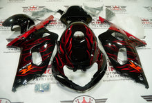 Suzuki GSXR750 Fairings (2000-2003) Black, Candy Red Flame, Gray at KingsMotorcycleFairings.com