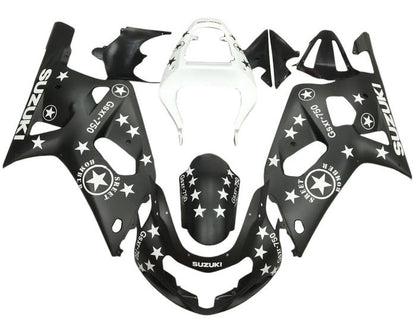 Suzuki GSXR 750 Fairings (2000-2003) Matte Black, White Star at KingsMotorcycleFairings.com