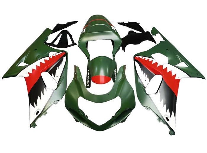 Suzuki GSXR750 Fairings (2000-2003) Matte Green, White, Shark at KingsMotorcycleFairings.com