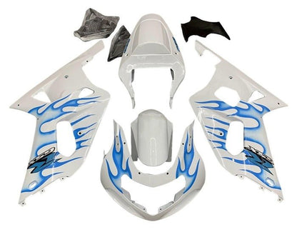 Suzuki GSXR 750 Fairings (2000-2003) White, Blue Flames at KingsMotorcycleFairings.com