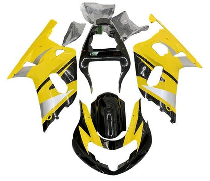 Suzuki GSXR750 Fairings (2000-2003) Yellow, Silver, Black Stripe at KingsMotorcycleFairings.com