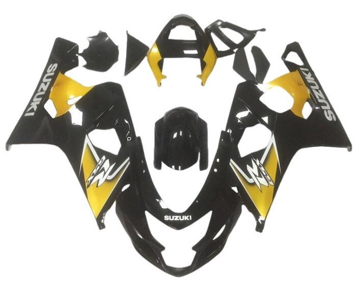 Suzuki GSXR750 Fairings (2004-2005) Black, Yellow, White at KingsMotorcycleFairings.com