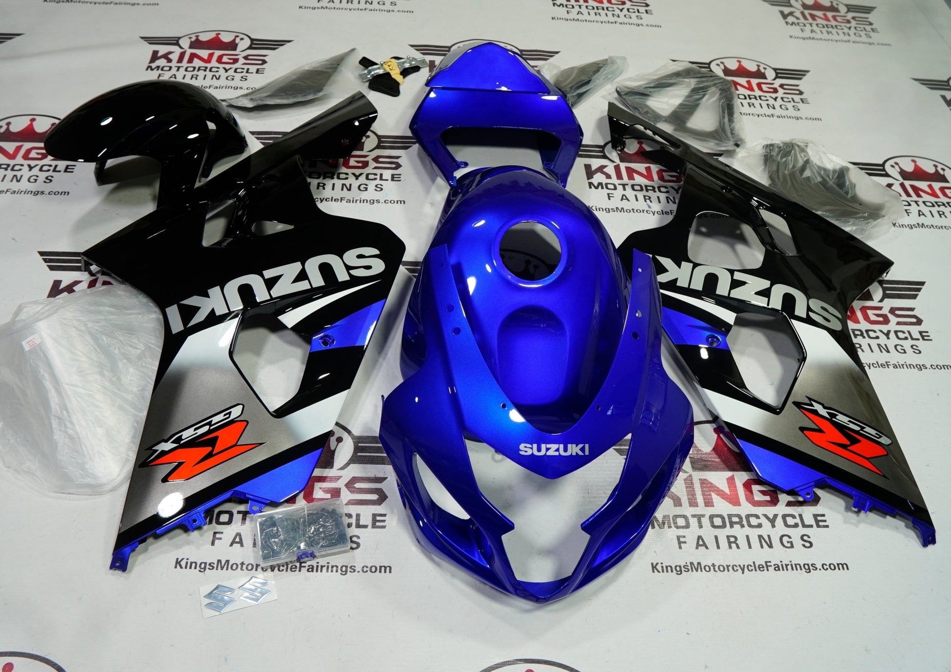 Suzuki GSXR750 Fairings (2004-2005) Blue, Gray, Black, Red at KingsMotorcycleFairings.com