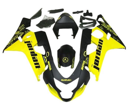 Suzuki GSXR750 Fairings (2004-2005) Matte Black, Yellow, Jordan at KingsMotorcycleFairings.com