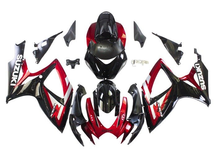 Suzuki GSXR 750 Fairings (2006-2007) Black, Dark Red, White at KingsMotorcycleFairings.com
