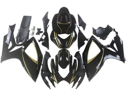 Suzuki GSXR 750 Fairings (2006-2007) Black, Gold Stripe at KingsMotorcycleFairings.com