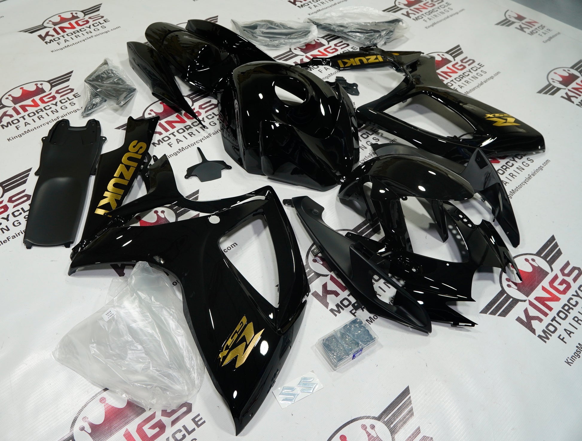 Suzuki GSXR 750 Fairings (2006-2007) Black, Gold at KingsMotorcycleFairings.com