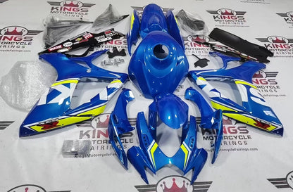 Suzuki GSXR750 Fairings (2006-2007) Blue, White, Neon Yellow at KingsMotorcycleFairings.com