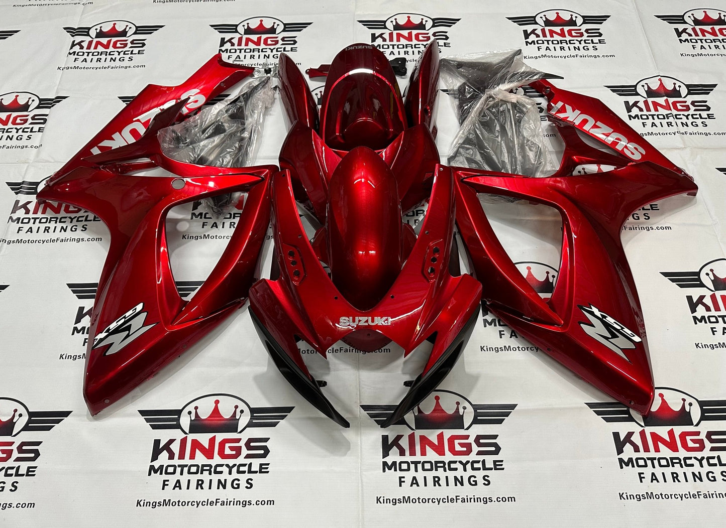 Suzuki GSXR750 Fairings (2006-2007) Candy Red, Silver at KingsMotorcycleFairings.com