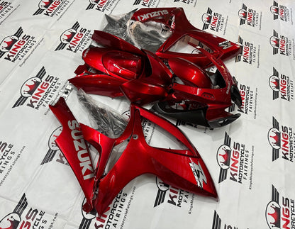 Suzuki GSXR750 Fairings (2006-2007) Candy Red, Silver from KingsMotorcycleFairings.com