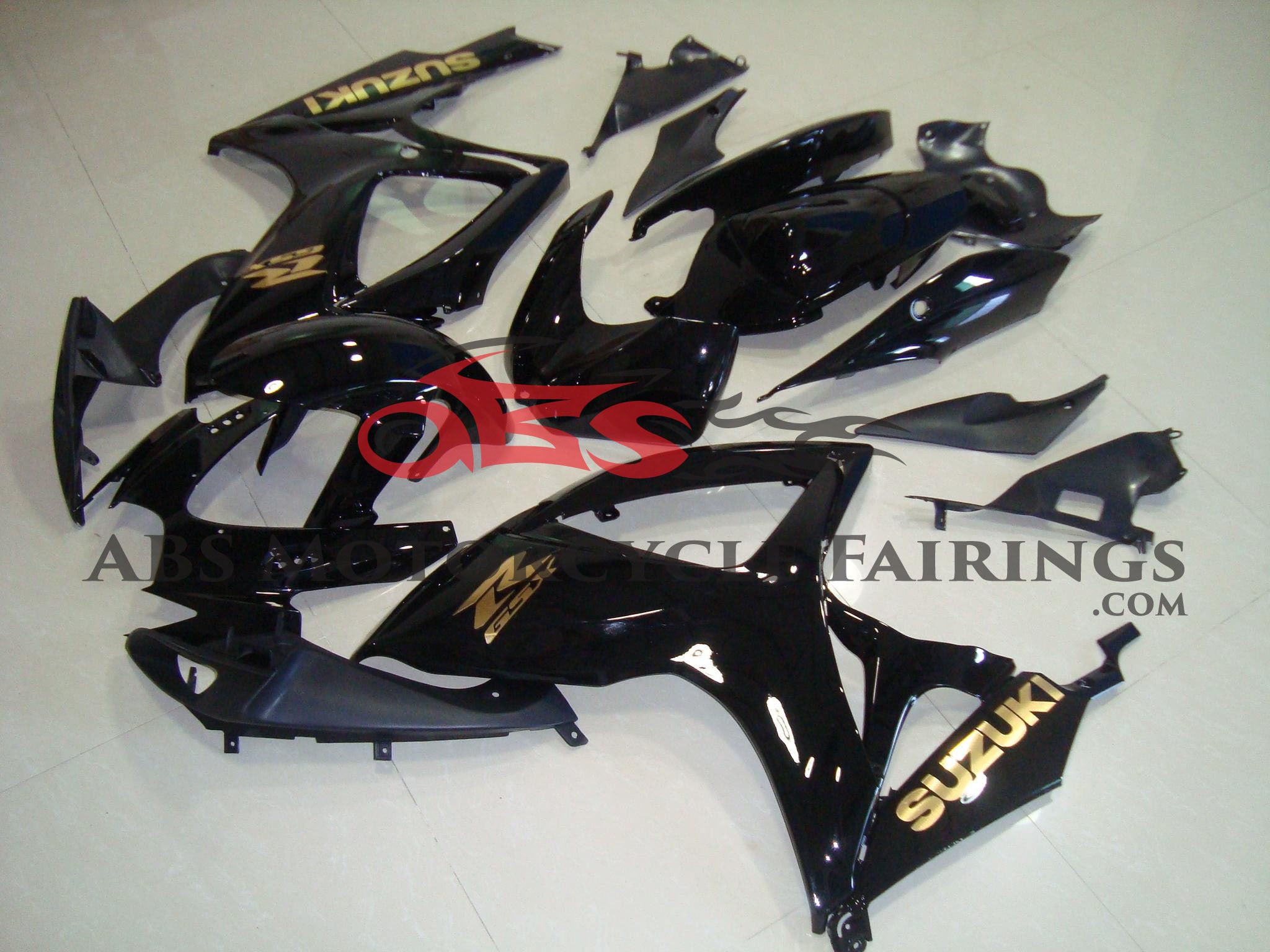 Suzuki GSXR 750 Fairings (2006-2007) Gloss Black, Gold at KingsMotorcycleFairings.com